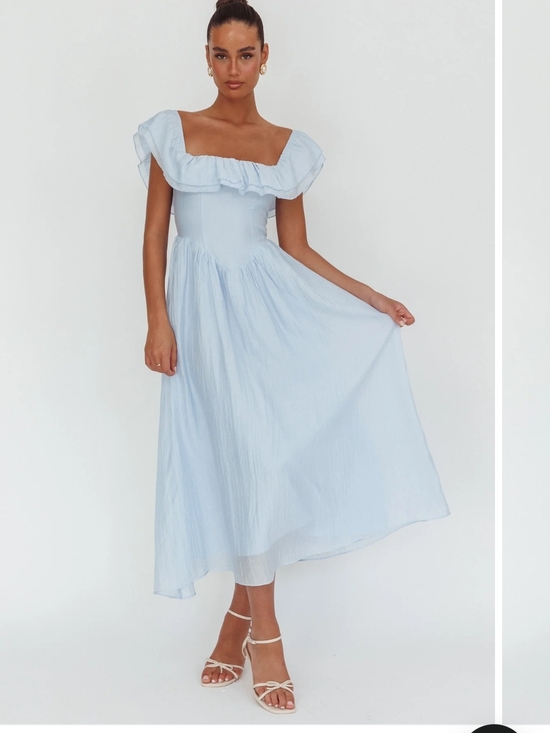 Mika & Gala Dresses & Skirts - Light Blue Off-Shoulder Ruffle Casual Women's Dress, M, NEW